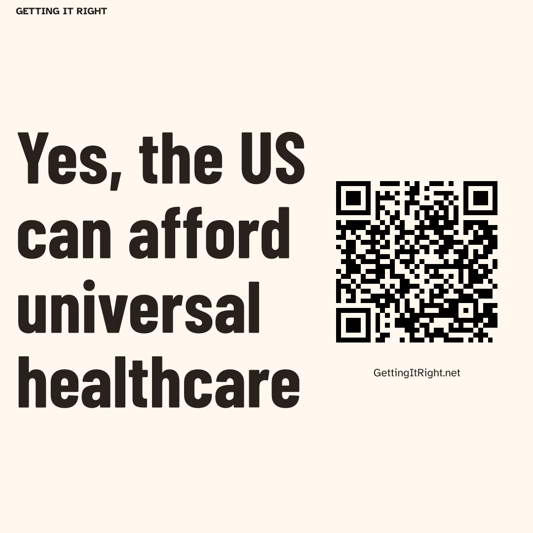 Yes, the US can afford universal healthcare — Square image artwork with its topic QR code.