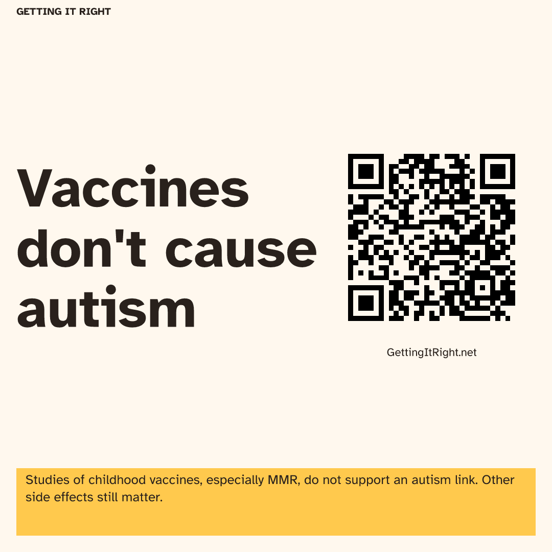 Vaccines don't cause autism — Square image artwork with its topic QR code.